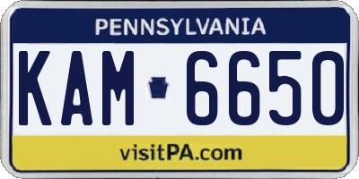 PA license plate KAM6650
