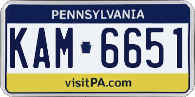 PA license plate KAM6651