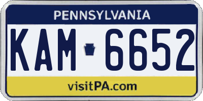PA license plate KAM6652