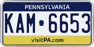 PA license plate KAM6653