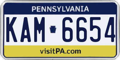 PA license plate KAM6654