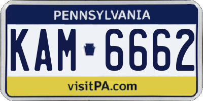 PA license plate KAM6662