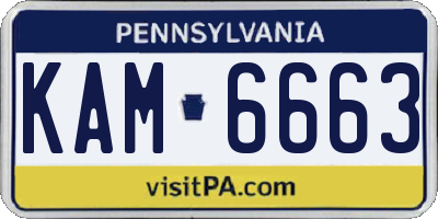 PA license plate KAM6663