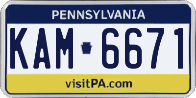 PA license plate KAM6671