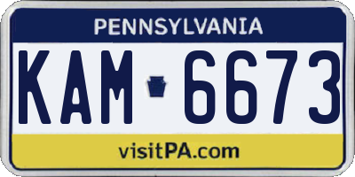 PA license plate KAM6673