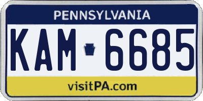 PA license plate KAM6685