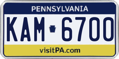 PA license plate KAM6700