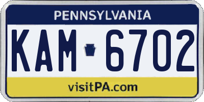 PA license plate KAM6702