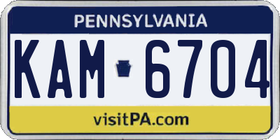PA license plate KAM6704