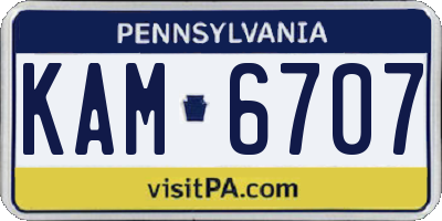 PA license plate KAM6707