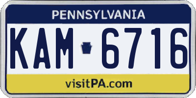 PA license plate KAM6716