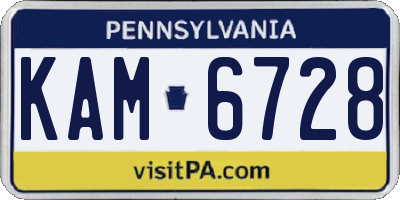 PA license plate KAM6728