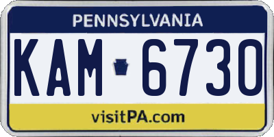 PA license plate KAM6730