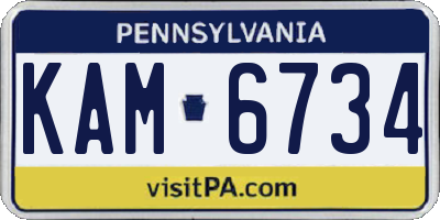 PA license plate KAM6734