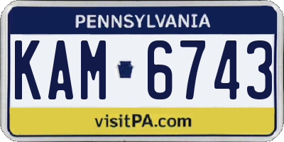 PA license plate KAM6743