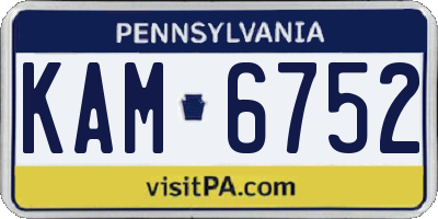 PA license plate KAM6752