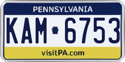 PA license plate KAM6753