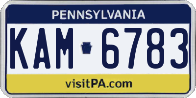 PA license plate KAM6783