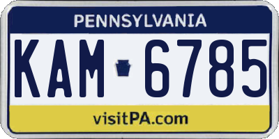 PA license plate KAM6785