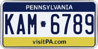 PA license plate KAM6789