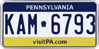 PA license plate KAM6793