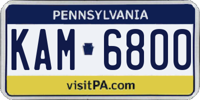PA license plate KAM6800