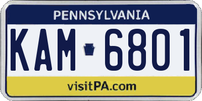 PA license plate KAM6801