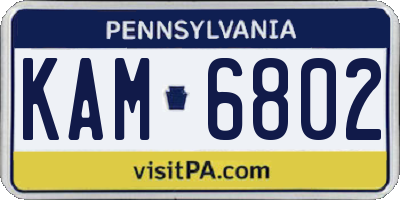 PA license plate KAM6802