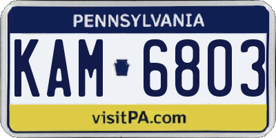 PA license plate KAM6803