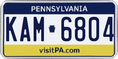 PA license plate KAM6804