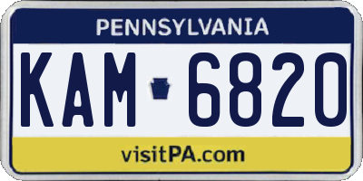 PA license plate KAM6820