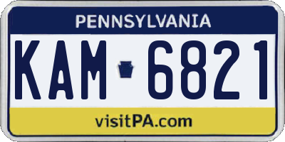 PA license plate KAM6821