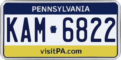 PA license plate KAM6822