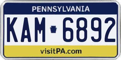 PA license plate KAM6892
