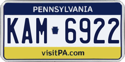 PA license plate KAM6922