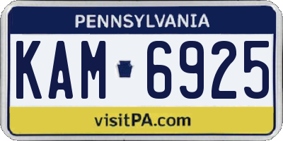 PA license plate KAM6925