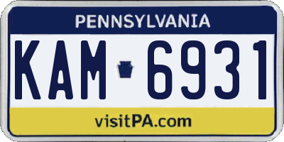 PA license plate KAM6931