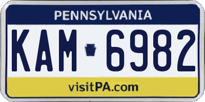 PA license plate KAM6982