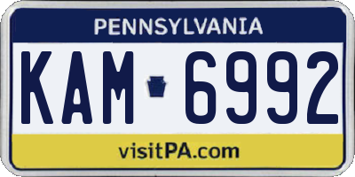 PA license plate KAM6992