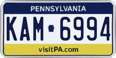 PA license plate KAM6994