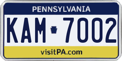 PA license plate KAM7002