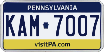 PA license plate KAM7007