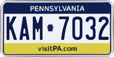 PA license plate KAM7032