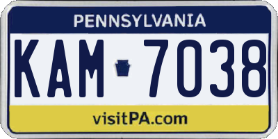 PA license plate KAM7038
