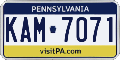 PA license plate KAM7071
