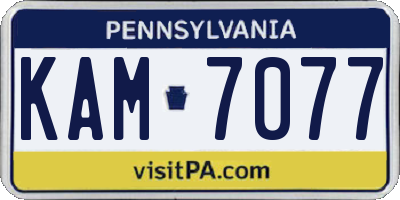 PA license plate KAM7077