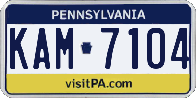 PA license plate KAM7104