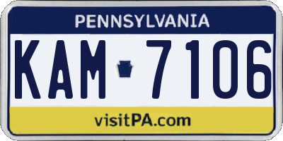 PA license plate KAM7106