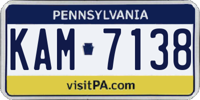PA license plate KAM7138