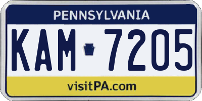 PA license plate KAM7205